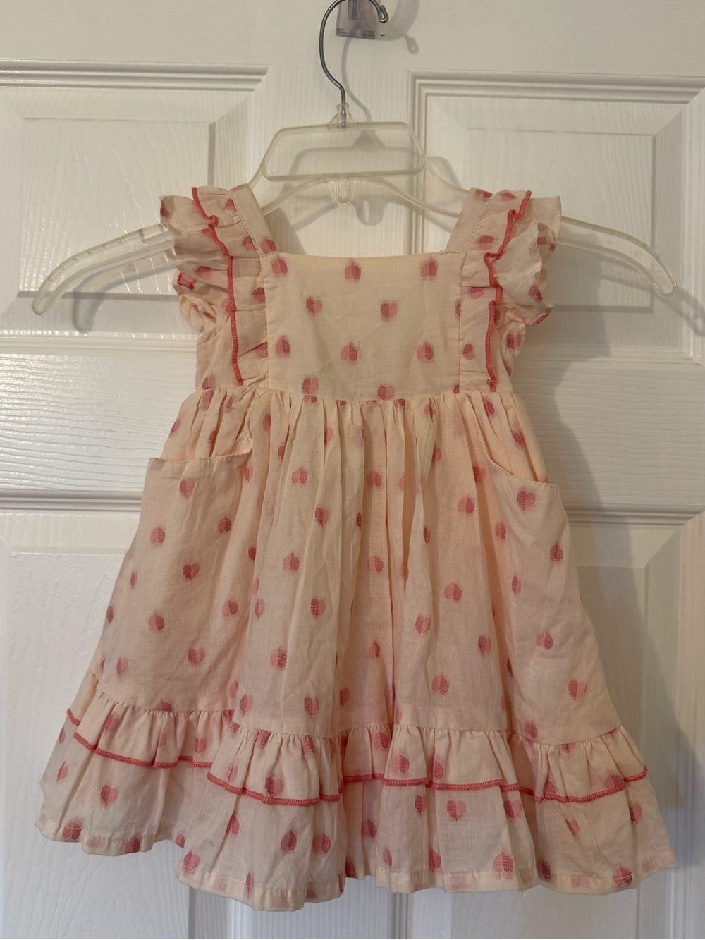 NWT Cupcakes & Cashmere Pink Heart Ruffle Sundress Size 12M Baby Girl